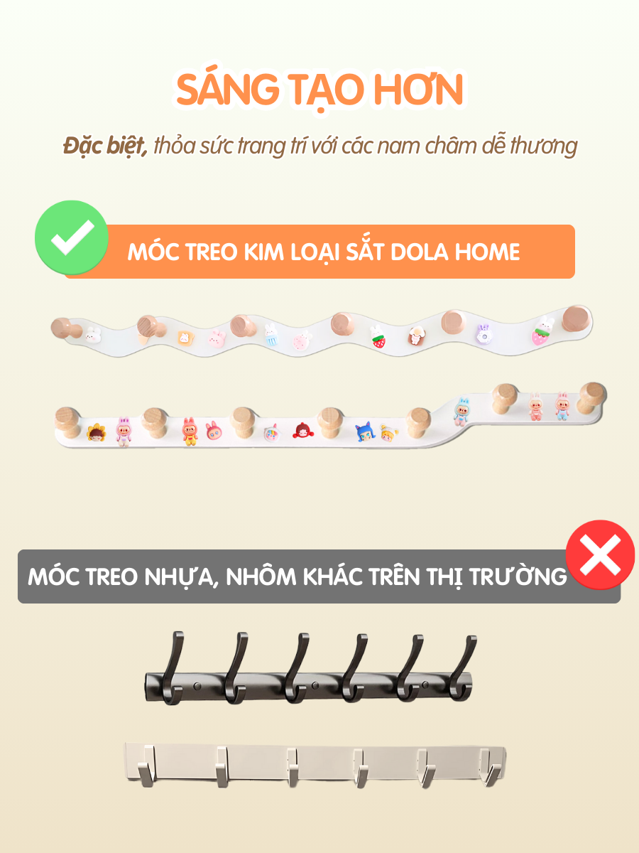 Móc treo decor phòng tắm Dola Home giá treo khăn nhà tắm, móc treo quần áo kim loại sơn tĩnh điện