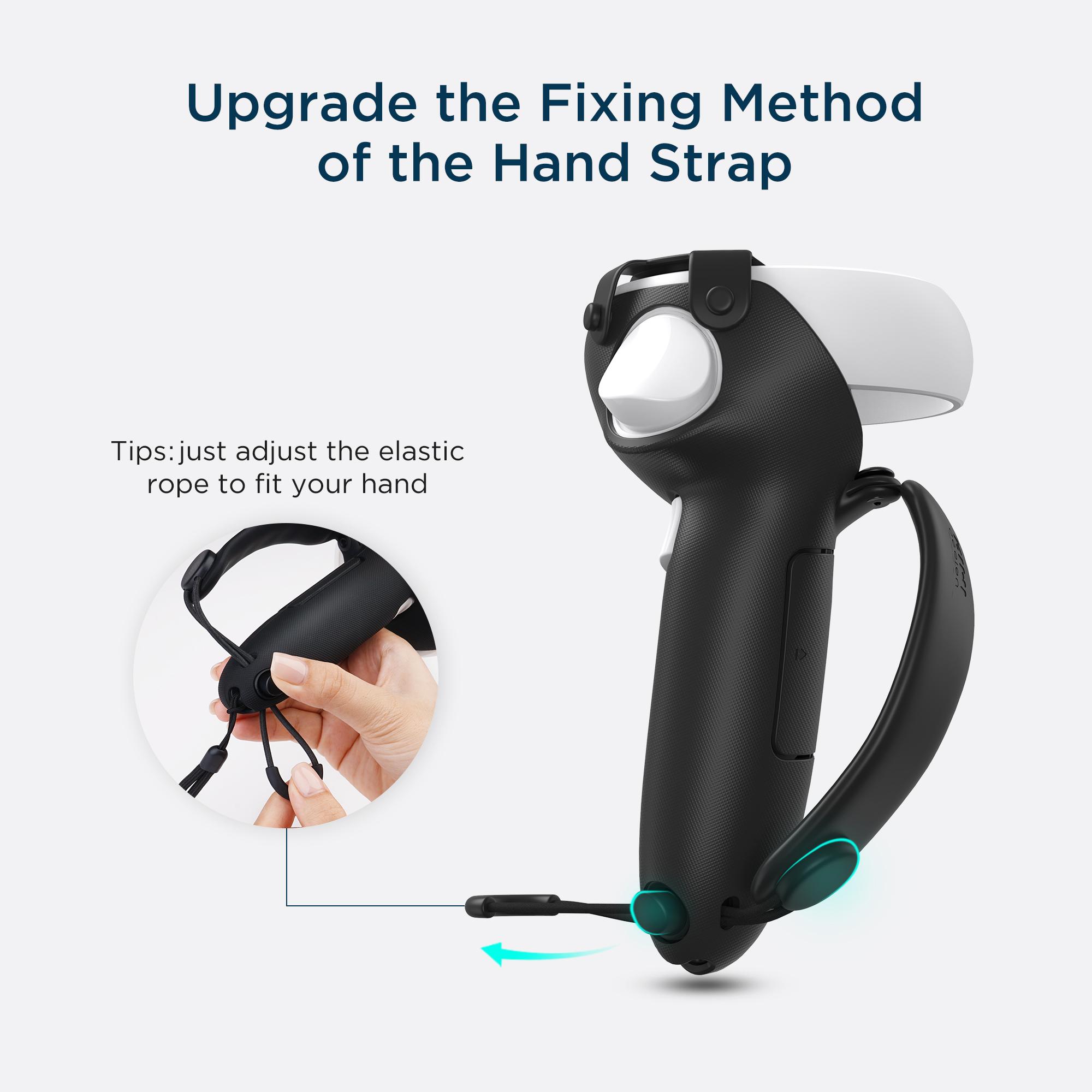 Vỏ phiên bản hàng đầu của KIWI design dành cho tay cầm điều khiển Oculus Quest 2 với nắp bảo vệ mở pin và nắp vòng Màu sắc: đen