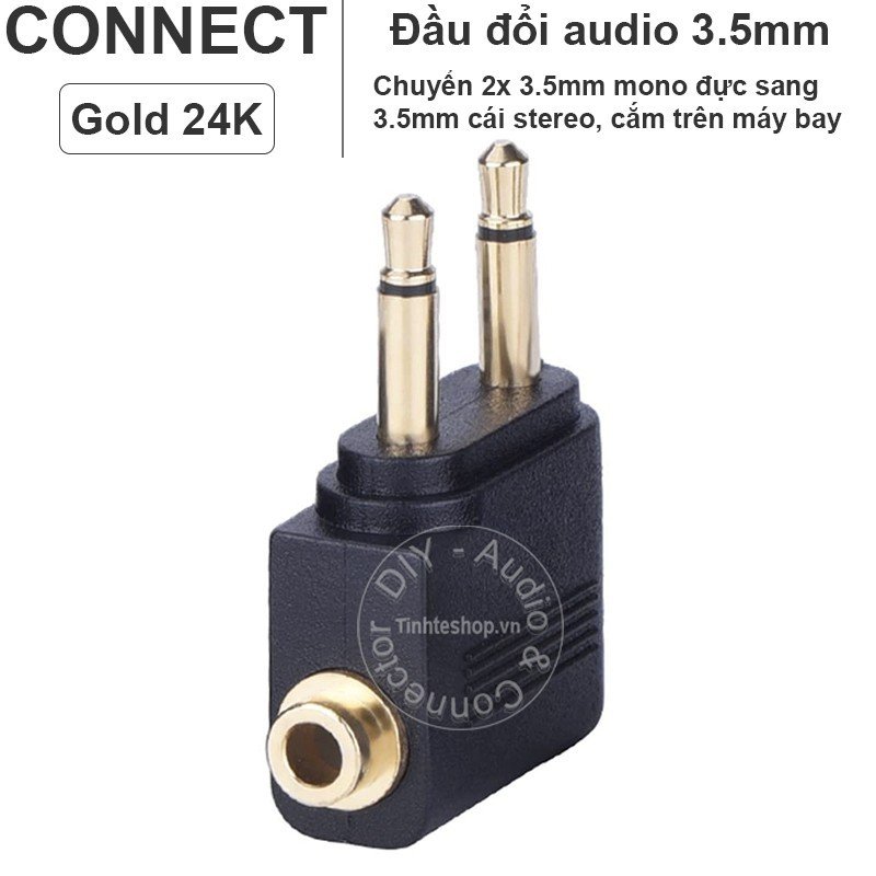 Giắc cắm chuyển tai nghe 3.5 trên máy bay 2 3.5mm mono sang 3.5mm stereo - 3.5mm audio jack to plug in the headset on the plane