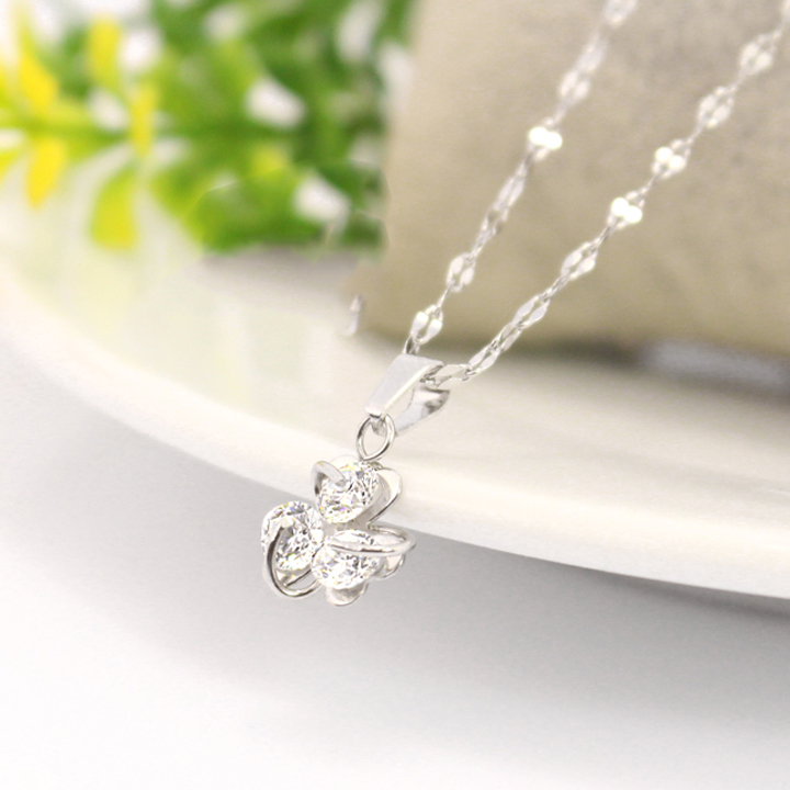 Dây chuyền nữ 3 viên đá xoay WDC214 Không đen không gỉ sét