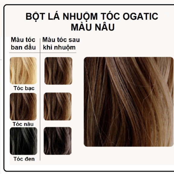 Bột lá nhuộm tóc thiên nhiên OGATIC Màu Nâu- 50g