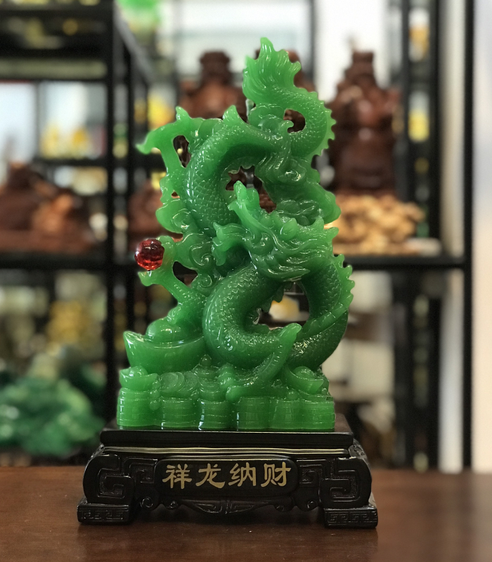 Rồng Phong Thủy Xanh Lục Đứng Kích Thước Trung