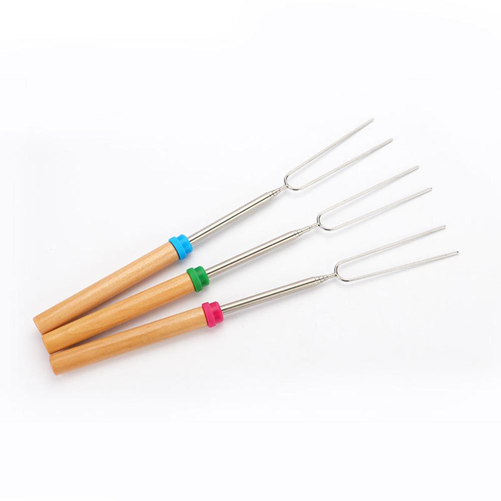 8 cái xiên nướng thị bằng thép không gỉ có tay cầm bằng gỗ cách nhiệt