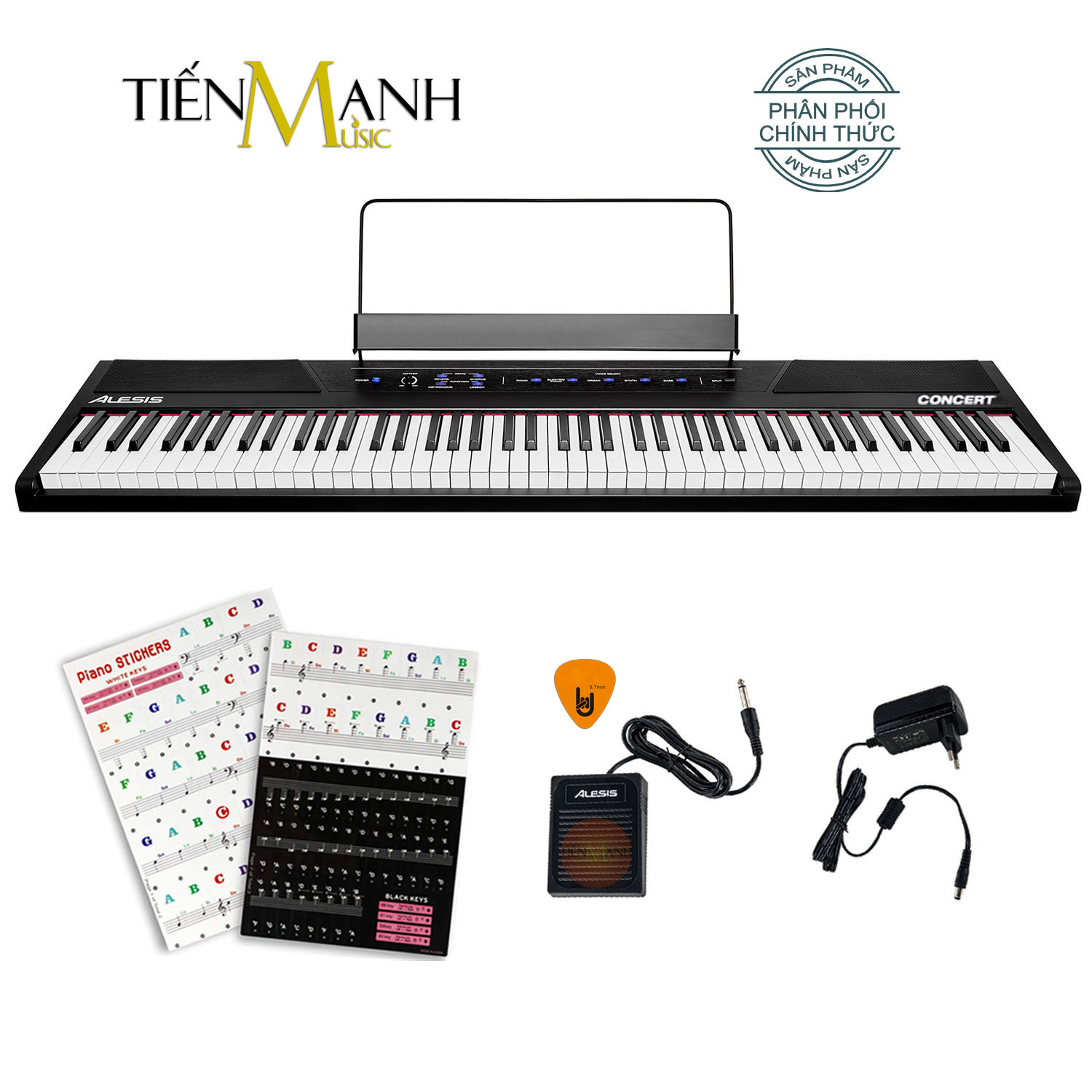 Đàn Piano Điện Alesis Concert - 88 Phím nặng Cảm ứng lực Có Loa Hàng Chính Hãng - Kèm Móng Gẩy DreamMaker