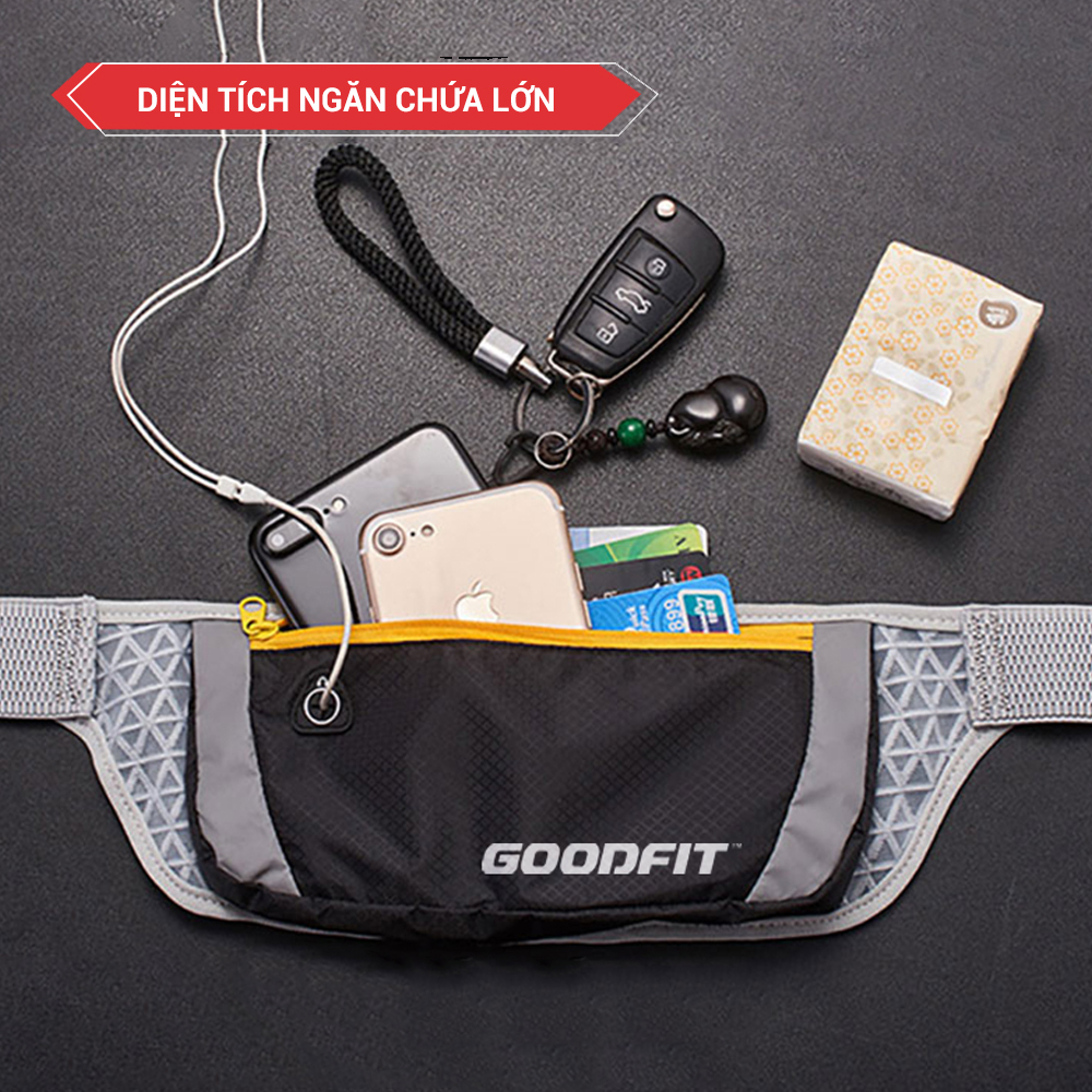 Túi đeo hông, đai chạy bộ nhiều ngăn chống nước, có phản quang Goodfit GF102RB