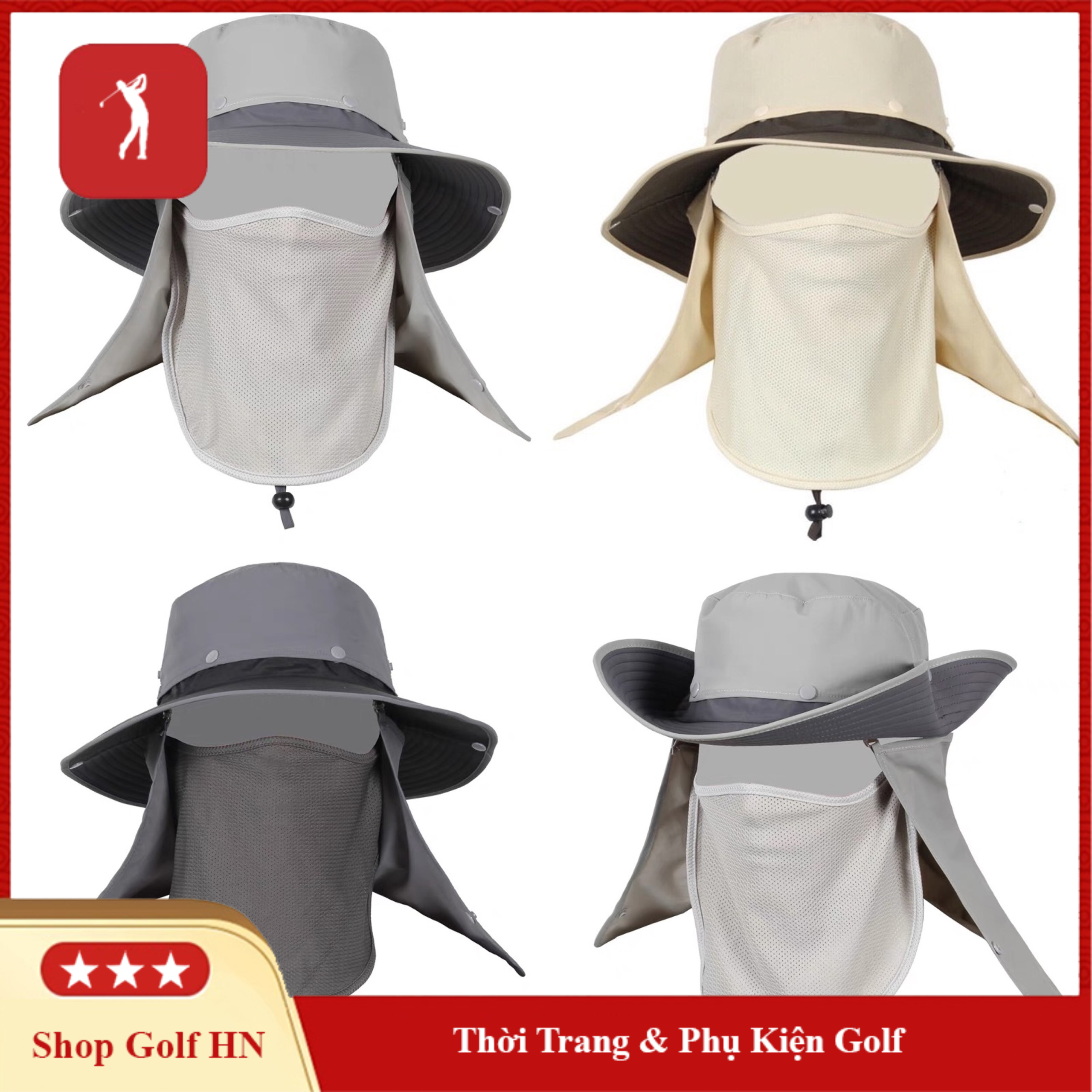 Mũ golf thể thao nam nữ chống nắng thoáng khí có dây điều chỉnh kèm khẩu trang MG011