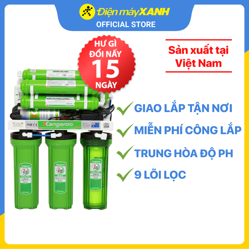 Máy Lọc Nước RO 9 Lõi Omega Không Vỏ Tủ Kangaroo KG110 - Hàng chính hãng