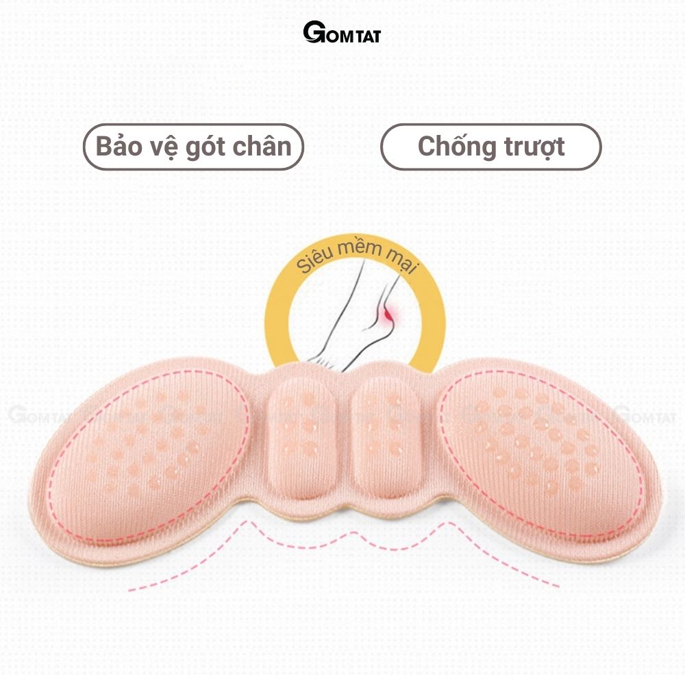 Miếng dán lót giày GOMTAT chống rớt gót, có lớp gai silicon bám chân, mặt sau có keo siêu dính - GOT-MAO-9002