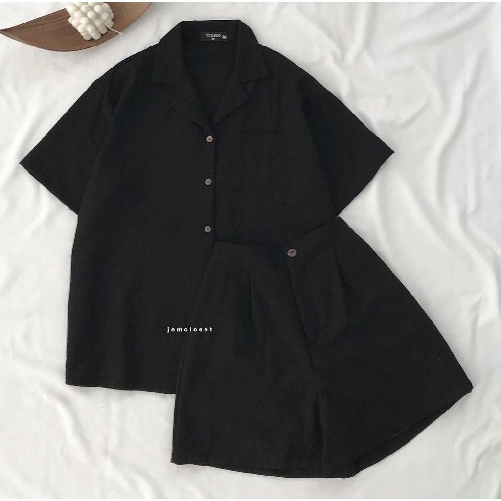 Áo Vest nữ, Set vest Đen nữ 2 Món : Áo Vest + Quần short