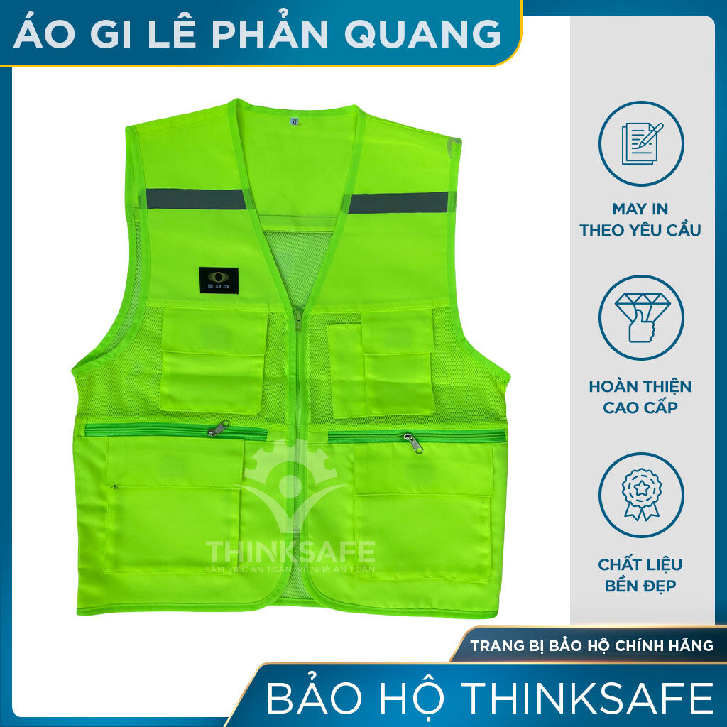 Áo gile bảo hộ Thinksafe, áo phản quang giá rẻ, gi lê cho kỹ sư, áo lưới công nhân, vải Pangrim Hàn Quốc cao cấp bền, áo khoác bảo hộ nhận may theo mẫu