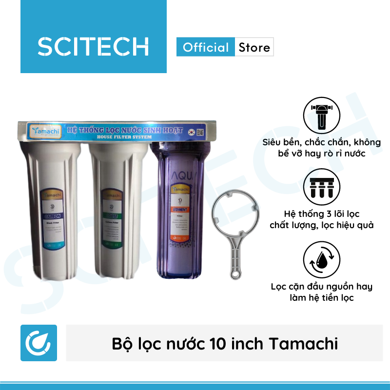 Bộ lọc nước thô đầu nguồn 3 cấp lọc 10 inch by Scitech - Hàng chính hãng