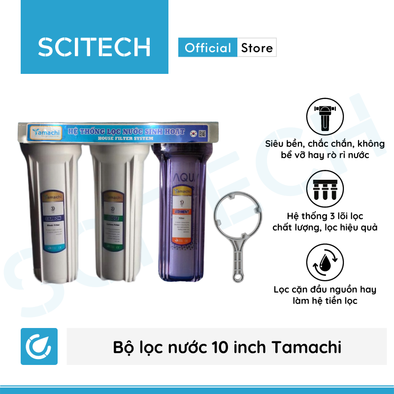 Bộ lọc nước sinh hoạt, bộ ba lọc thô 10 inch Tamachi by Scitech - Hàng chính hãng