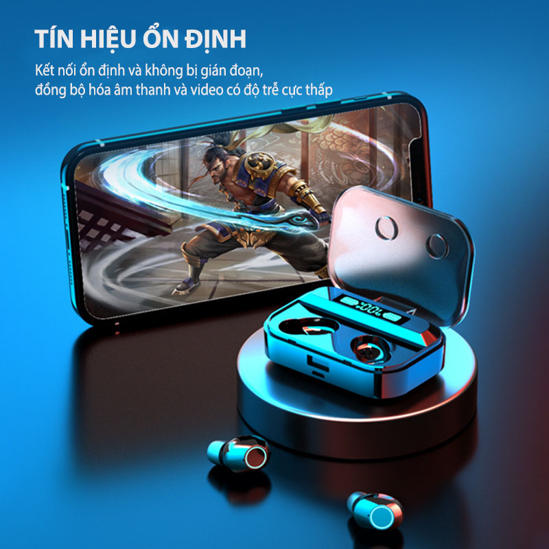 Tai nghe không dây FLOVEME TG02 TWS 5.0  Bluetooth Tương thích  nhét tai hai bên rảnh tay cho các cuộc gọi - Hiện thị pin điện tử  Âm thanh nổi - Hàng chính hãng