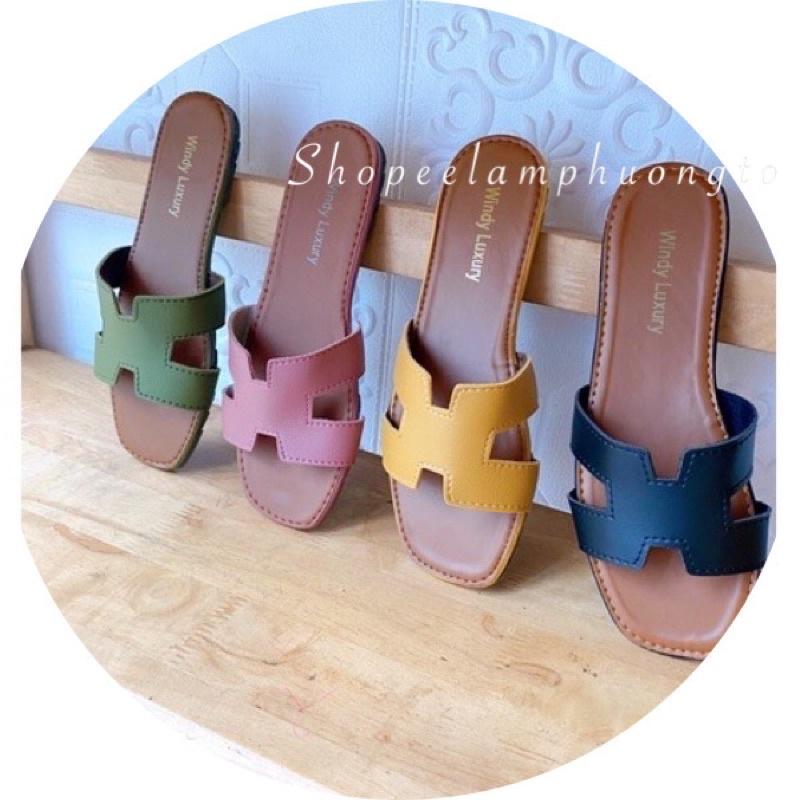 Dép chữ H đế NÂU quai nhiều màu