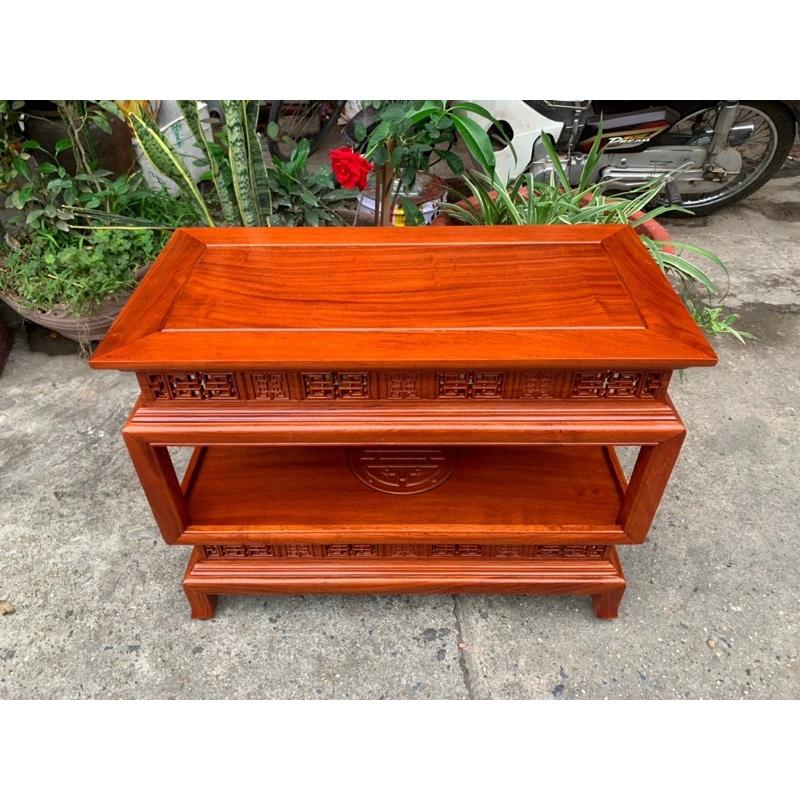 Đôn 2 Tầng Chữ Nhật Lồng Đèn Gỗ Hương Cao 60cm