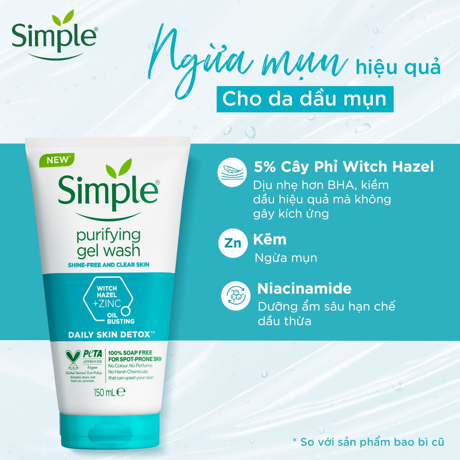 Hình ảnh Gel Rửa Mặt Simple Purifying Daily Skin Detox Dành Cho Da Dầu và Da Nhạy Cảm 150ml