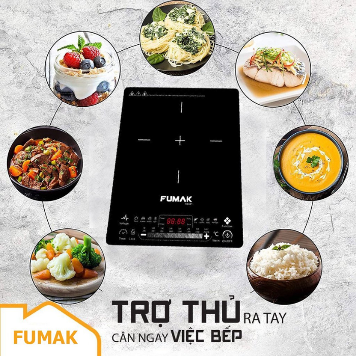 Bếp Từ Đơn Fumak FM-25S Mặt Kính Cảm Ứng 8 Chế Độ Nấu Công Nghệ Nhật Bản - Hàng chính hãng Fumak