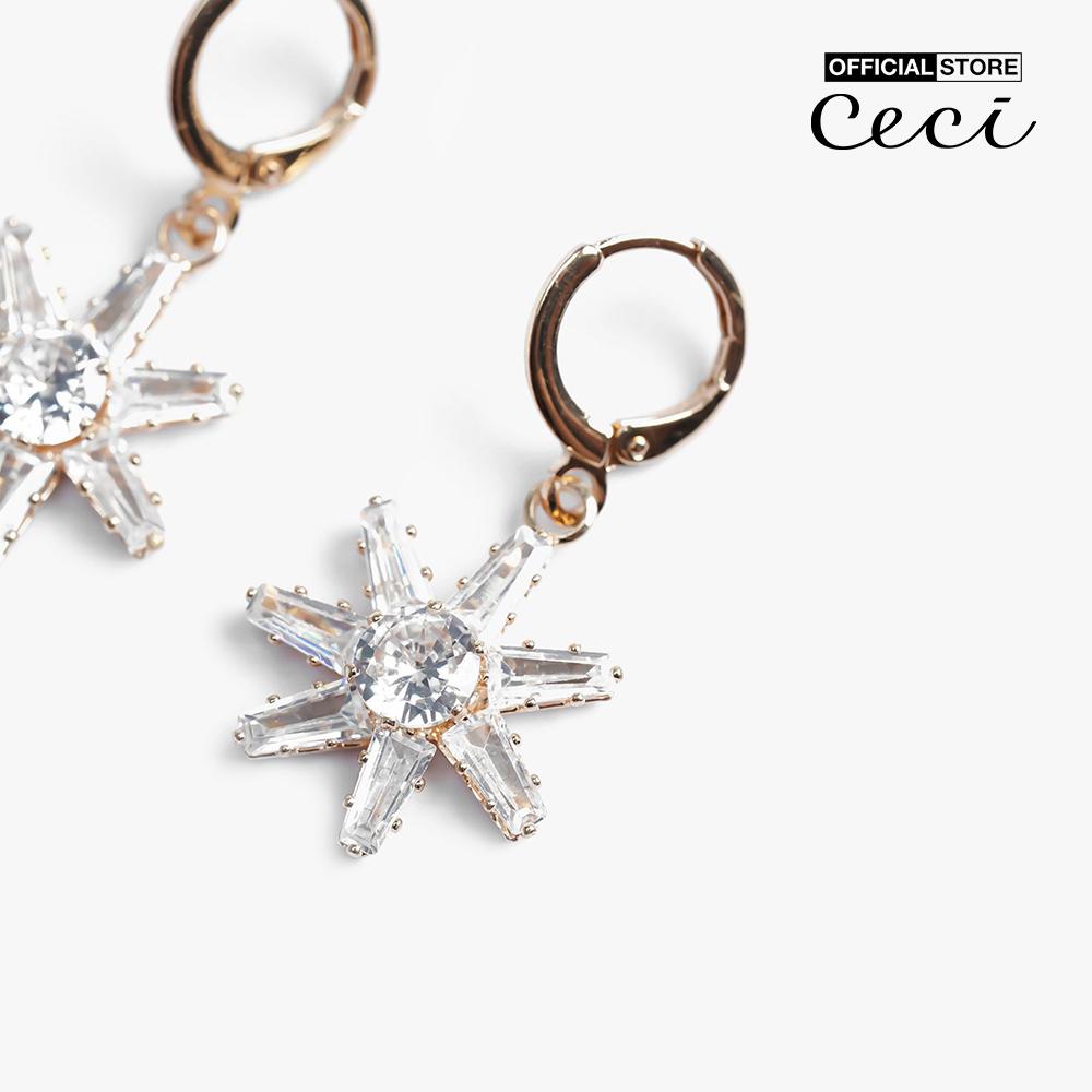 CECI - Khuyên tai nữ khoen tròn dạng thả thiết kế ngôi sao đính đá CC1-06000163
