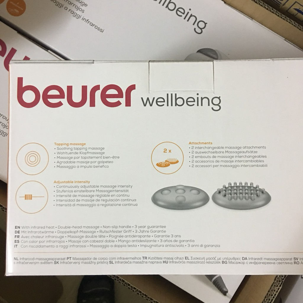 Máy Massage Cầm Tay Beurer MG80, Thiết Kế Có 2 Đầu Massage, Có Đèn Hồng Ngoại, Dễ Dàng Điều Chỉnh Tốc Độ Và Cường Độ, Đánh Bay Mọi Mệt Nhọc, Tạo Cảm Giác Thư Thái, Nhập Đức, Bảo Hành 12 Tháng