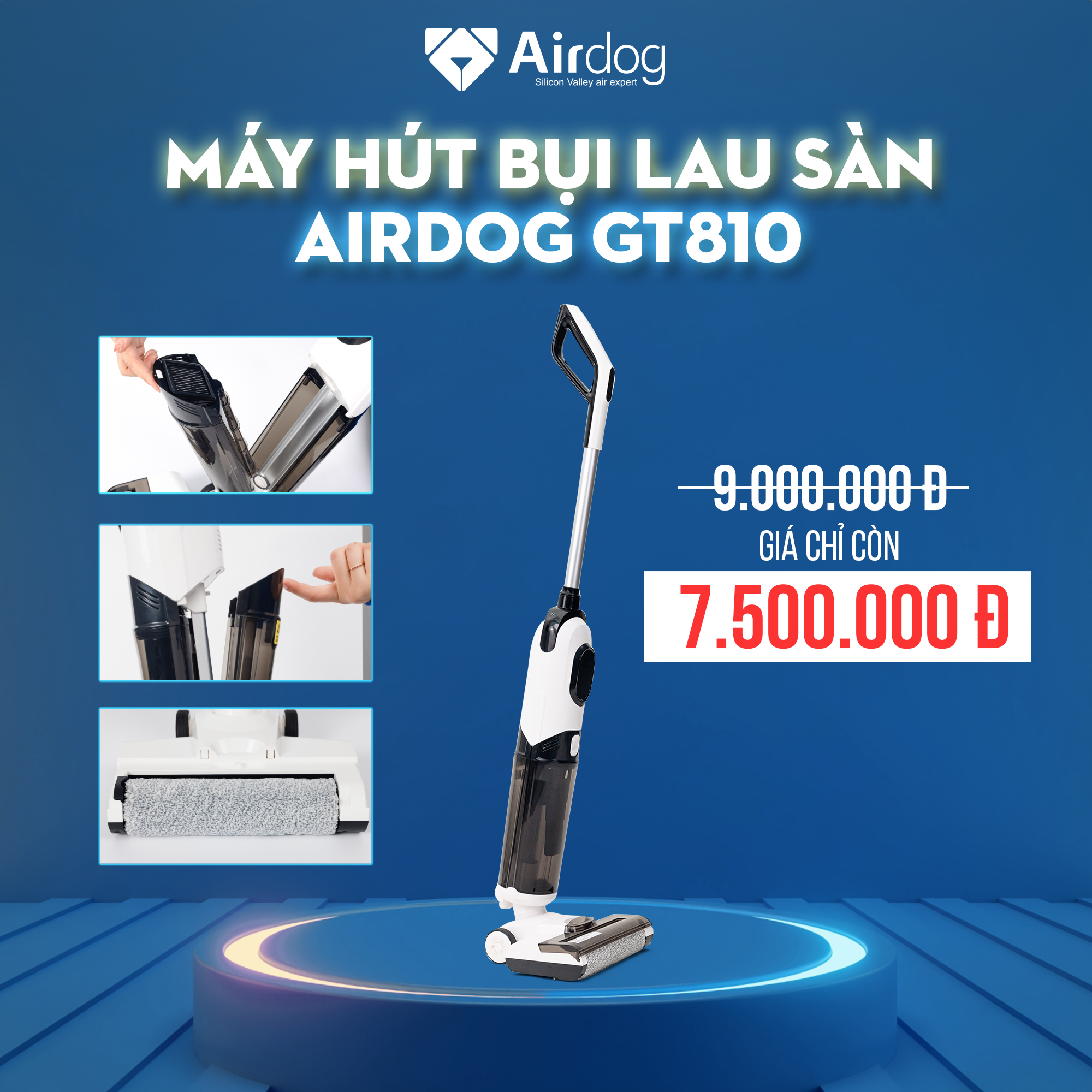 Máy hút bụi lau sàn Airdog GT810 -  Bảo hành chính hãng 12 tháng