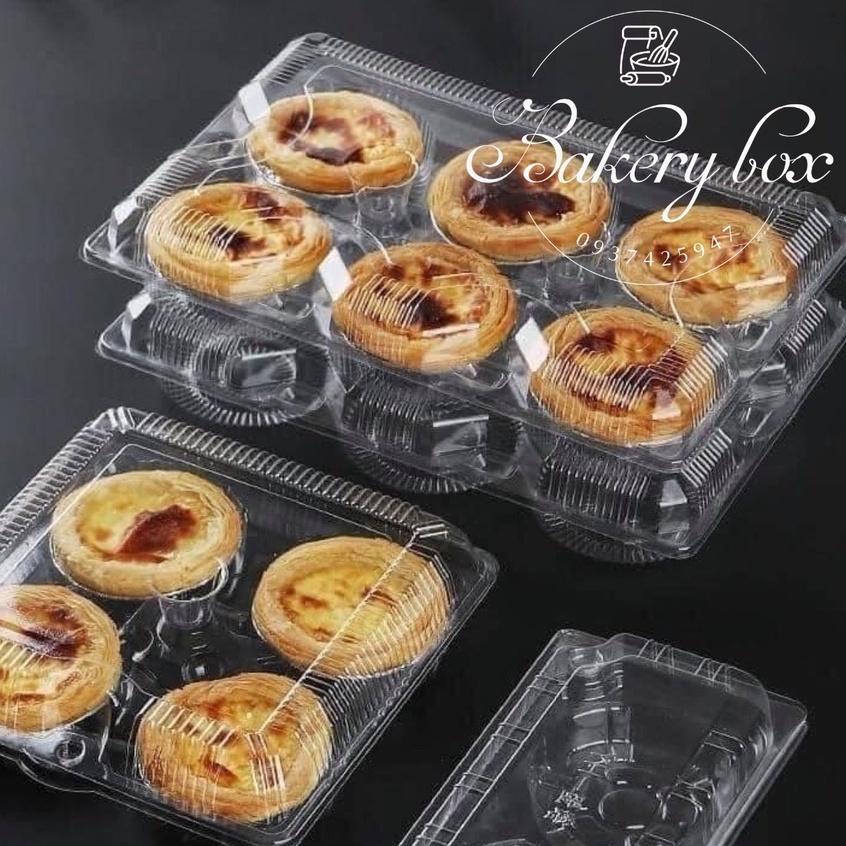 100 Hộp Nhựa 4 Ô Đựng Bánh Tart Trứng - Bánh Bao - Bánh Donut