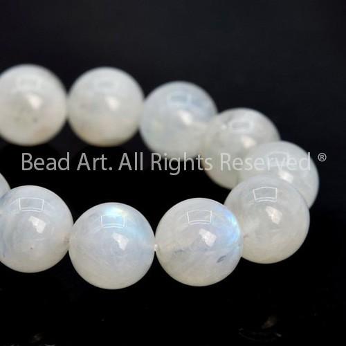 [1 Hạt] Đá Mặt Trăng, Moonstone Tự Nhiên Ánh Cầu Vồng 6.7MM-7MM Loại A , Hợp Mệnh Kim, Thuỷ, Phối Vòng Tay Phong Thuỷ, Chuỗi Hạt - Bead Art