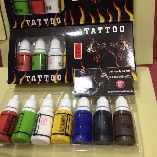 Mực tập xăm 7 mầu Dragon Tattoo