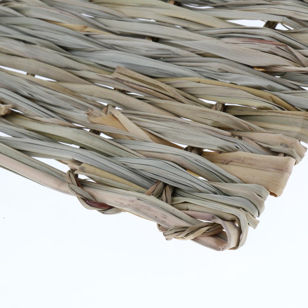 2x Handwoven Straw Rabbit Cage Mat Hamster Rabbit Squirrel House Sleep Bed