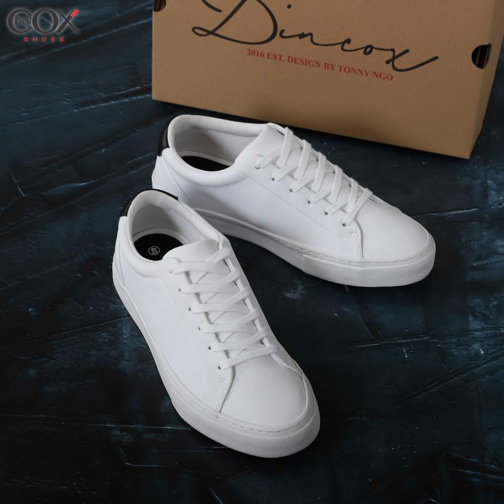 Giày Sneaker Da Unisex DINCOX D20 Năng Động Cá Tính White/Black