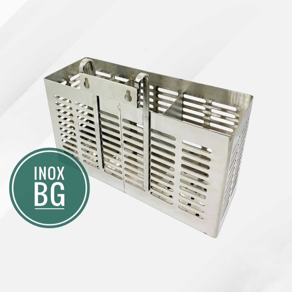 Ống đựng đũa, muỗng, thìa... 3 ngăn bằng inox 304 cao cấp