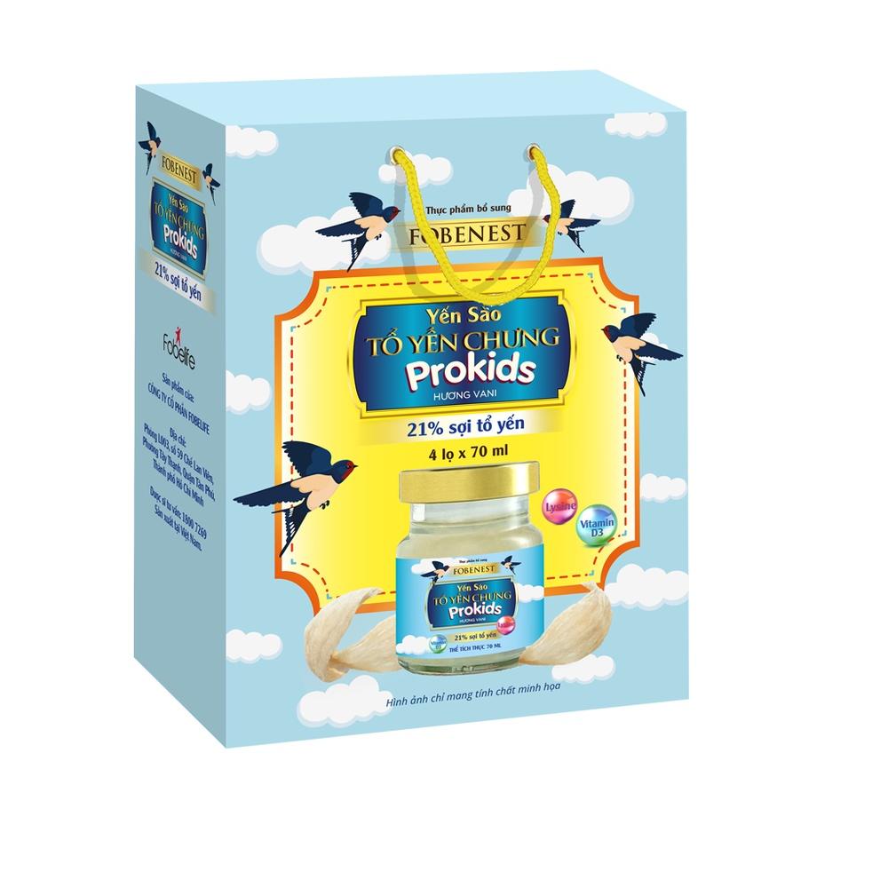 Hộp Yến Sào Tổ Yến Chưng Hương Vani 21% Yến Dành Cho Trẻ Em Prokids Fobelife - Lọ 70ml