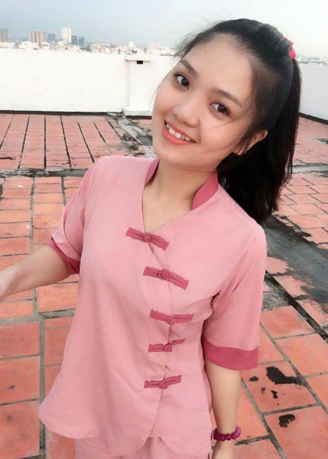 Áo Lam Đi Chùa - Cài Phải 5 Nút Màu Hồng