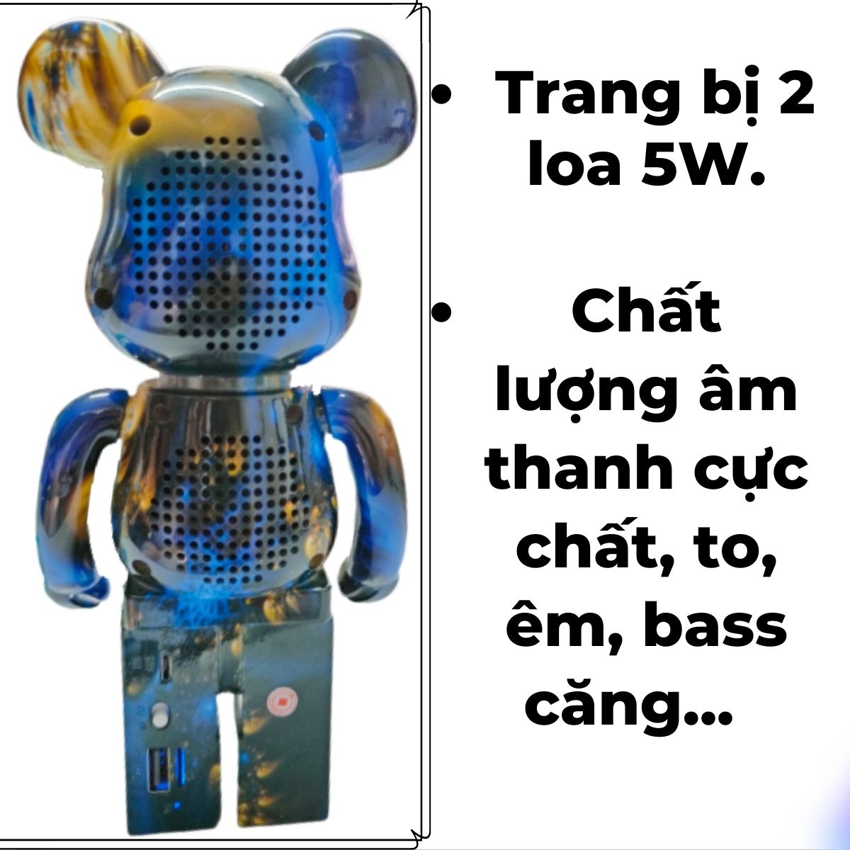 Loa Bluetooth Mini Hình Gấu B5+ Có 2 Loa 5W Công Suất Lớn, Bass Mạnh, Pin 1200mAh, Có Khe Cắm Thẻ Nhớ, USB, FM