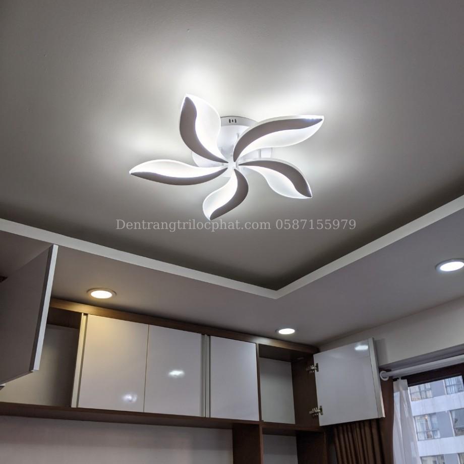 Đèn trần, đèn ốp trần 5 cánh lông mày 3 chế độ ánh sáng kèm khiển trang trí phòng khách, phòng ngủ
