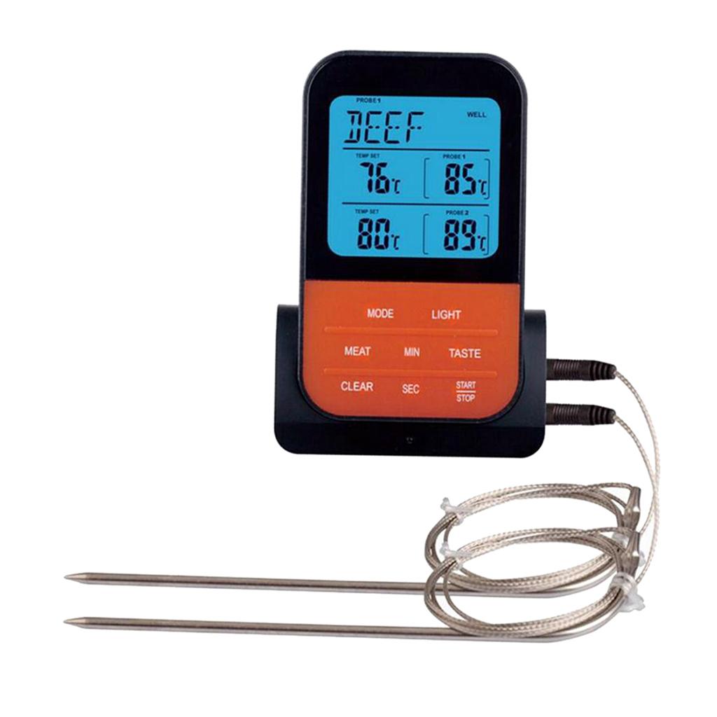 Wireless Meat BBQ Thermometer Remote Cooking Food Digital Grill Thermometer with Dual Probes for Oven Smoker Grill BBQ Thermometer