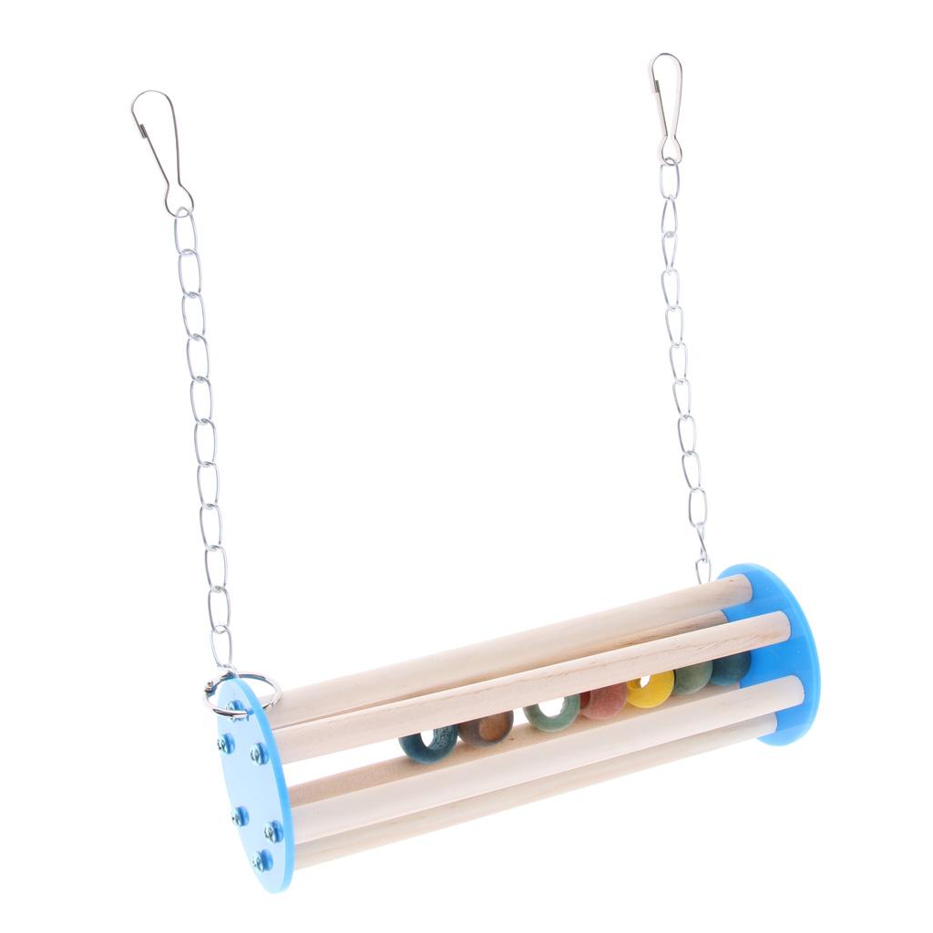 Chinchilla Squirrel Parrot Bird Wooden Swing Grinding Toy Cage Hanging Perch