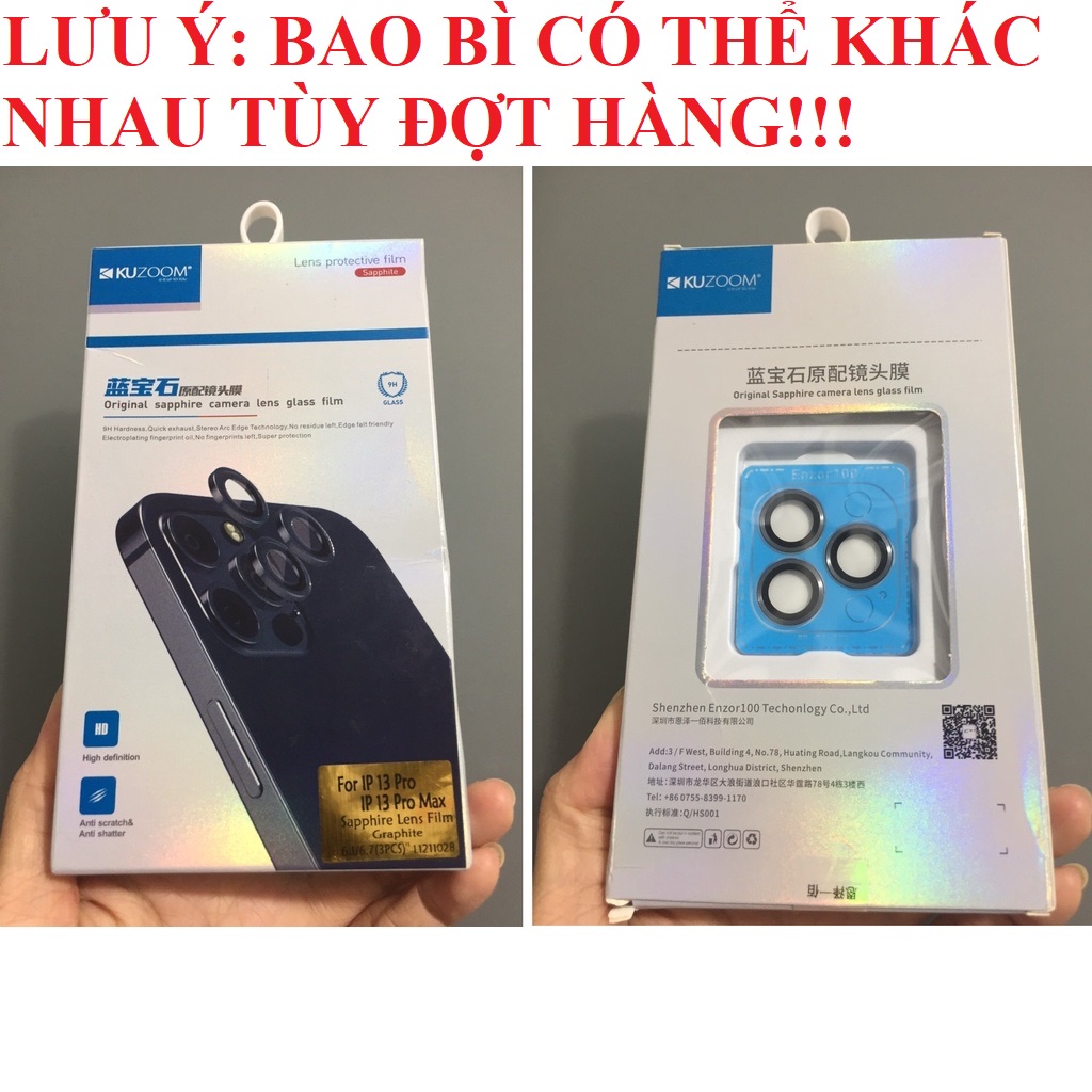 [ iP 13 Pro;  13 Pro Max ] Cụm ốp kiêm cường lực camera Kuzoom  bản SLIM  _ Hàng chính hãng