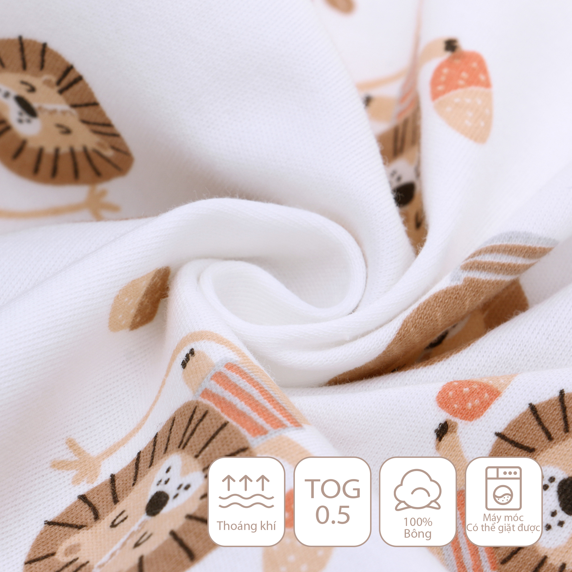 Túi ngủ chũn Miraclebaby cho bé vải cotton mềm mịn cho bé từ 0 đến 18 tháng tuổi