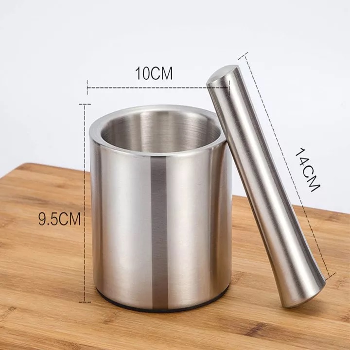 Bộ cối chày đúc liền không vết hàn inox 304  hàng cao cấp