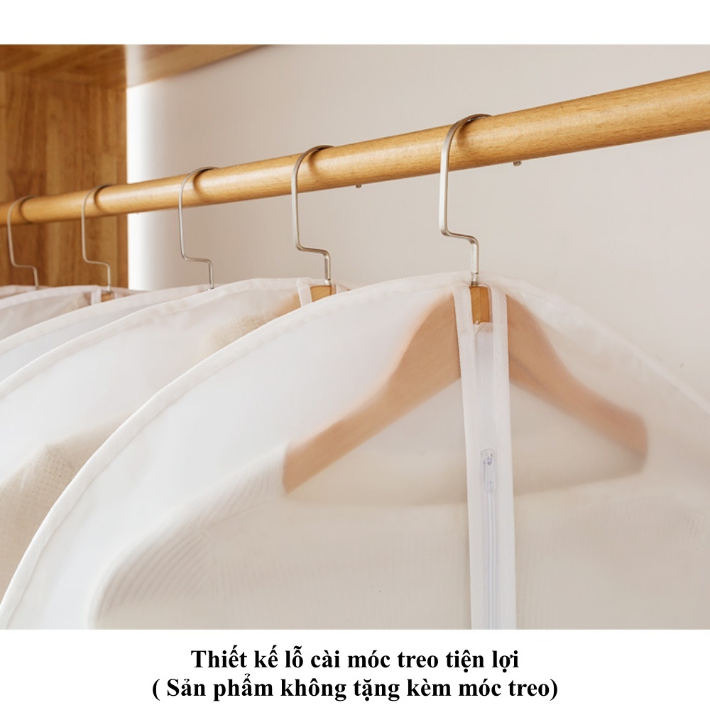 Túi PEVA bọc kín treo quần áo chống bụi bẩn, chống thấm có khoá kéo - Hàng chính hãng