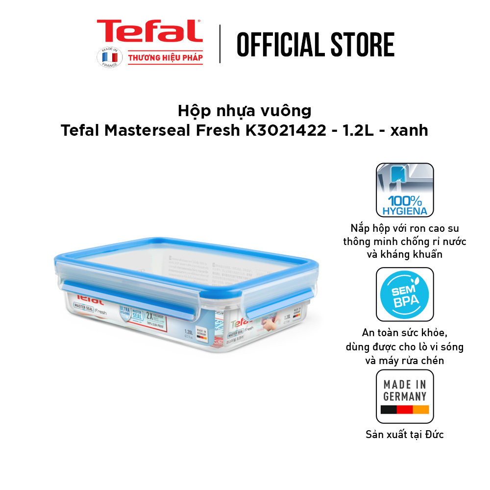 Hộp bảo quản thực phẩm nhựa Tefal Masterseal Fresh 1200ml - Hàng chính hãng