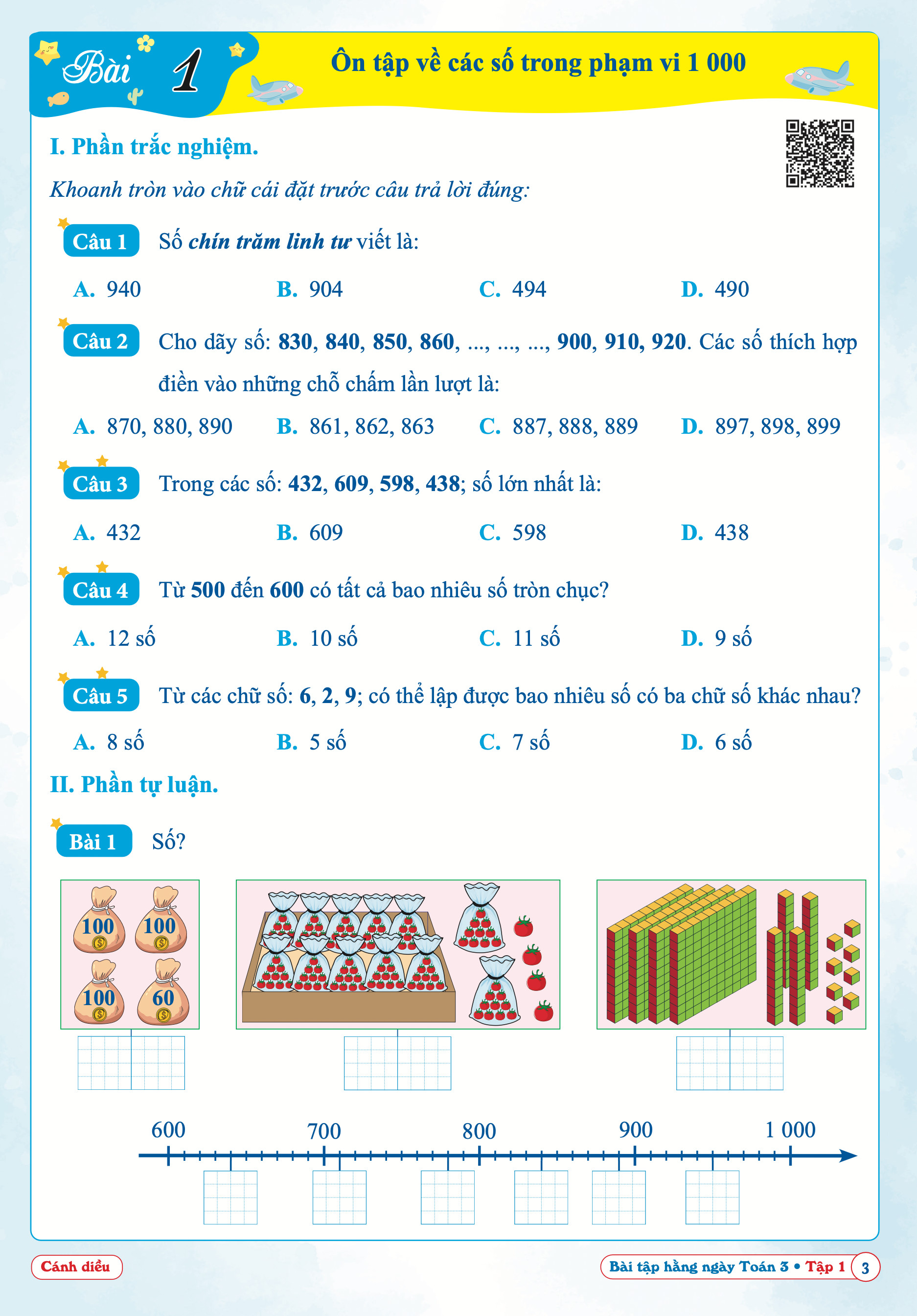 Bài Tập Hằng Ngày Toán Lớp 3 - Cánh Diều - Học Kì 1