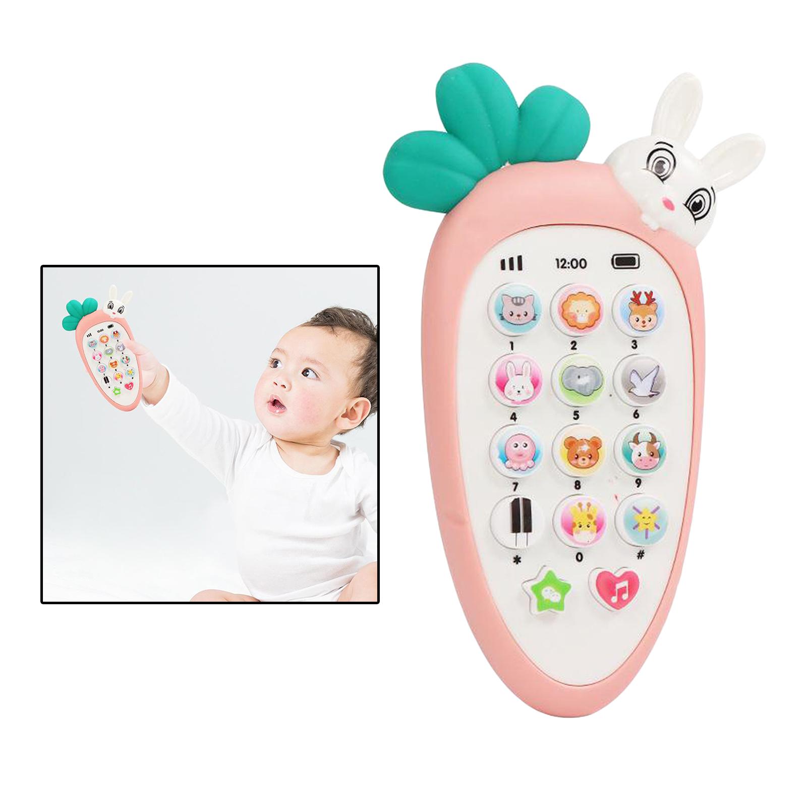 Baby Cell Phone Toy for Learning Early Education Telephone with Silicone Teether Cover Music Lights Help Learn Basic Knowledge for 0-7 Year Old Kids