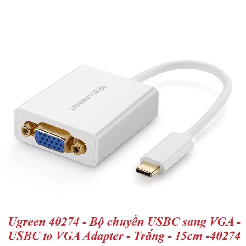 Ugreen UG4027440274TK 15CM màu Trắng Bộ chuyển đổi TYPE C sang VGA vỏ bọc nhựa ABS - HÀNG CHÍNH HÃNG