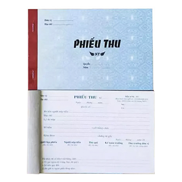 10 cuốn phiếu thu 1 liên, 2 liên, 3 liên 13x19