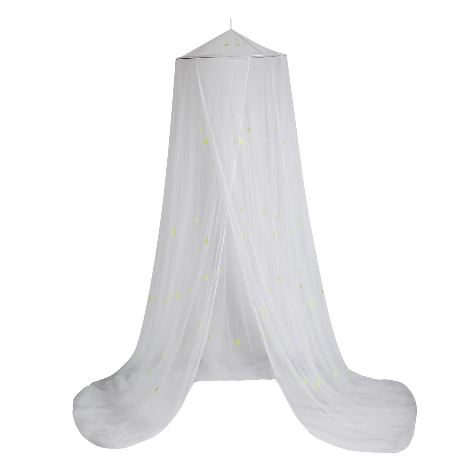 Luxury Bed Canopy Anti-mosquito Net with Snowflakes Glow in Dark Easy Setup for Kid Full King Single-Size Bed