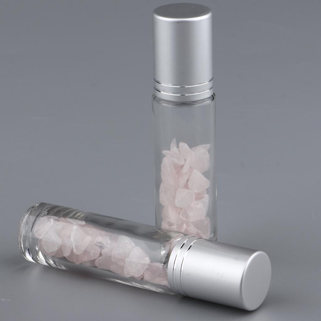 4 Pieces 10ml Empty Glass Oils Perfume Aromatherapy Roll-on Bottles Pink+Purple