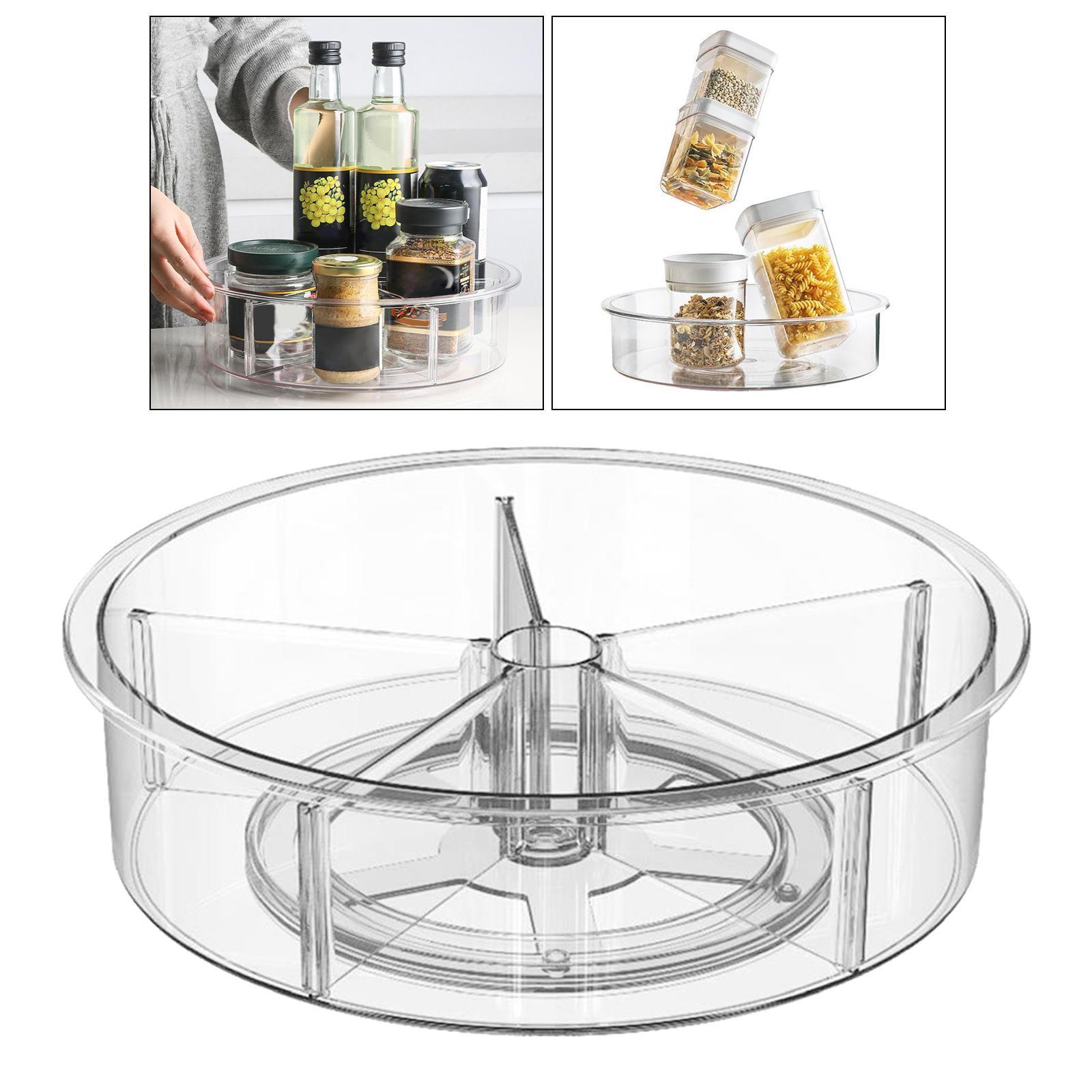 Divided   Turntable Storage Box Organizer  for Kitchen Cabinet