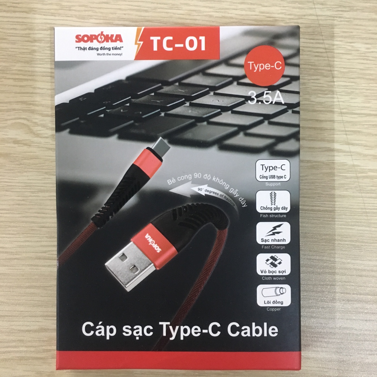 Dây sạc điện thoại Type-C chống gẫy dây - SOPOKA