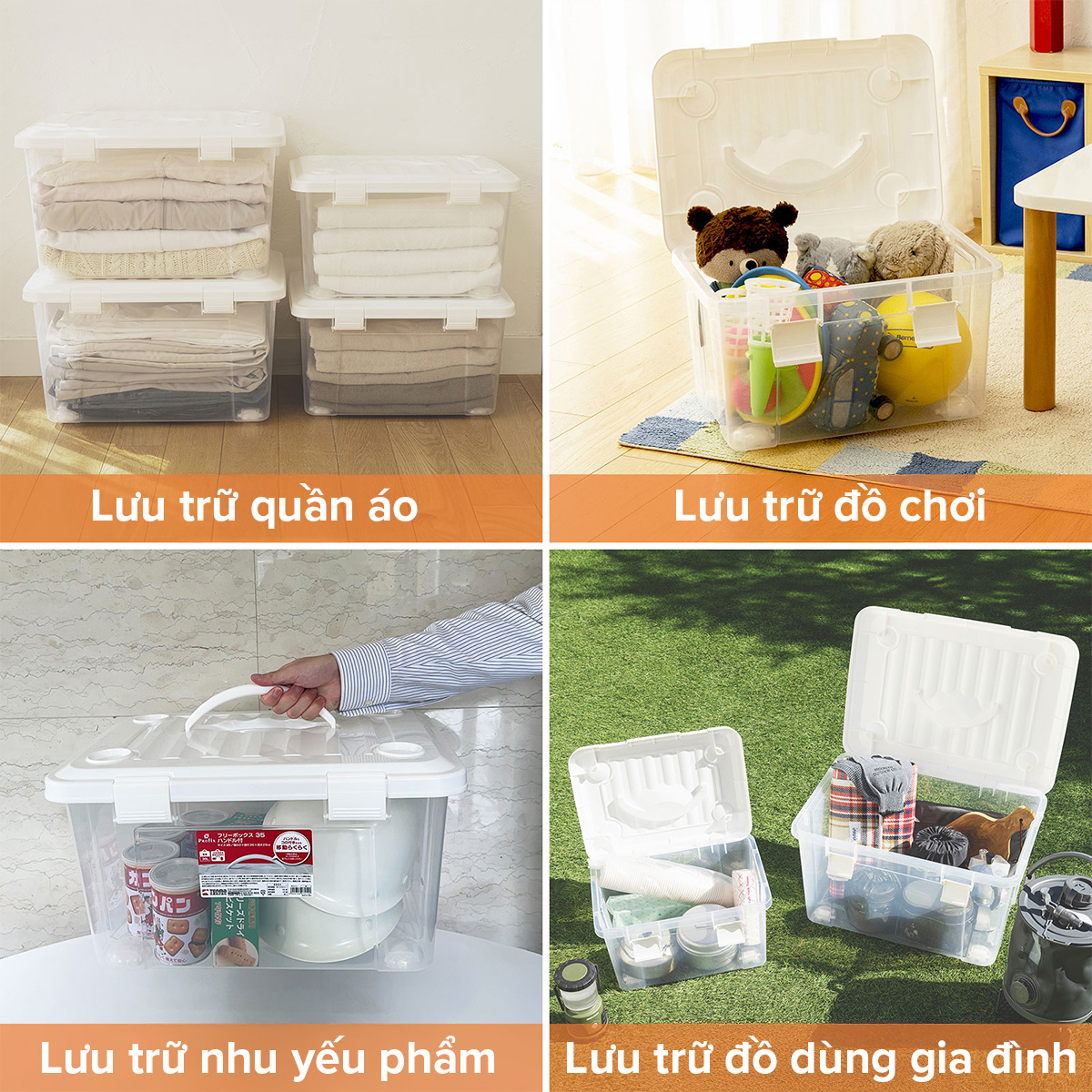 TENMA Hộp Nhựa Lưu Trữ Profix Case JAPAN QUALITY, Dung Tích 35L - 55L, Nắp có tay cầm, Có Khóa Gài